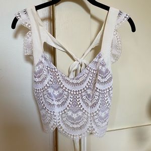 For Love and Lemons White Lace Crop top bralette